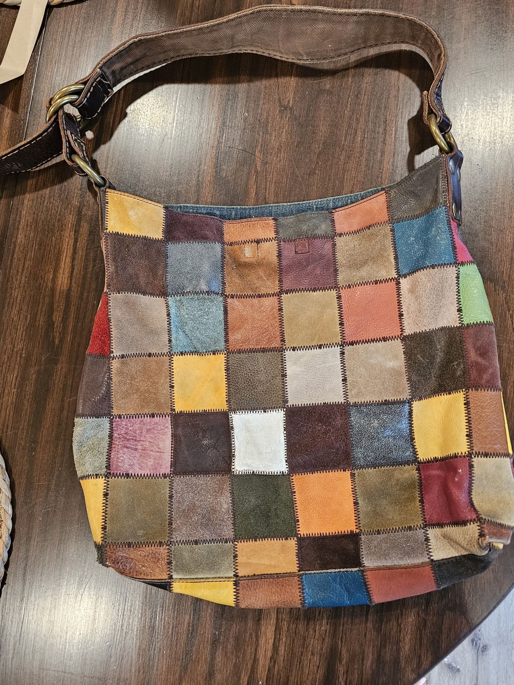 Lucky Brand Patchwork Leather & Suede Hobo Shoulder Bag Y2K Ugly Betty